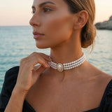 Trostruka Ogrlica s Bisernim Privjeskom
